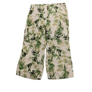 J.‎ Jill Linen Blend Cropped Wide Leg Pants Bamboo Print Size L